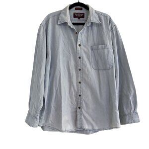 Vintage 90s Denim Gear Shirt Men's Size XL Blue Long Sleeve Pinpoint Shirt